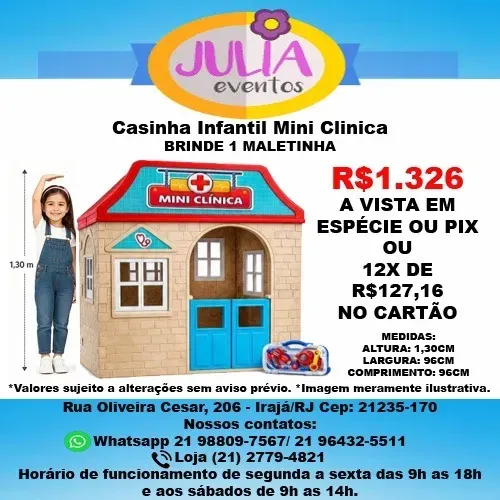 Casinha Infantil Mini Clinica + Brinde 1 Maletinha