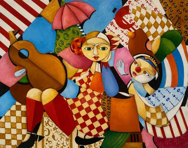 Pintura moderna óleo sobre tela circense