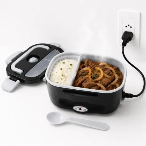 Marmiteira Elétrica Bivolt Para Aquecer Comida Lunch Box Portátil com Divisórias
