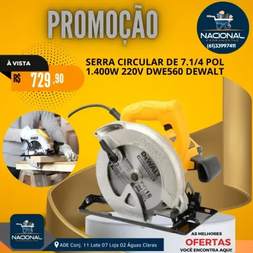 Serra Circular para Madeira Dewalt Modelo DWE560 Potência 1400W 220V