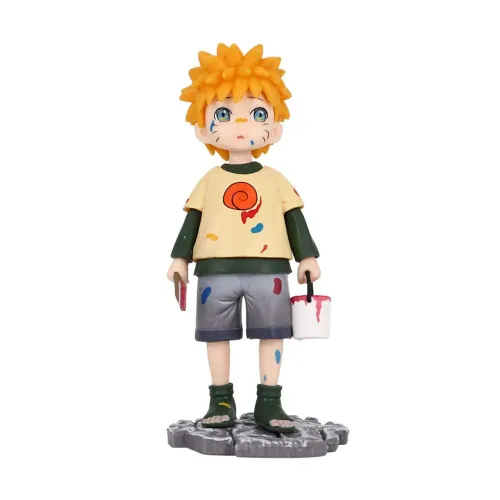 Boneco Naruto Criança com Balde de Tinta Anime Miniatura Action Figure 15cm