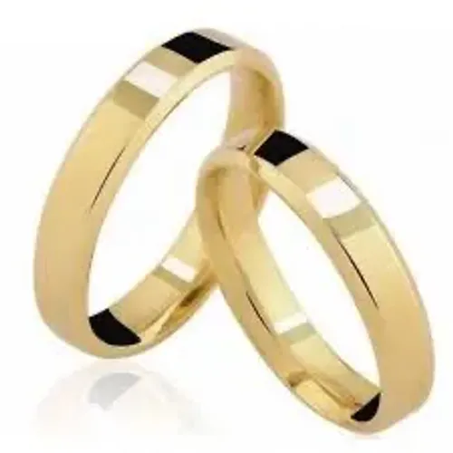 Alianças Ouro Casal Casamento Ouro 18 Kilates Casal Par Resistente Reta com Kina 4 mm 6 Gr