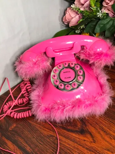 Telefone Decorativo Vintage Rosa