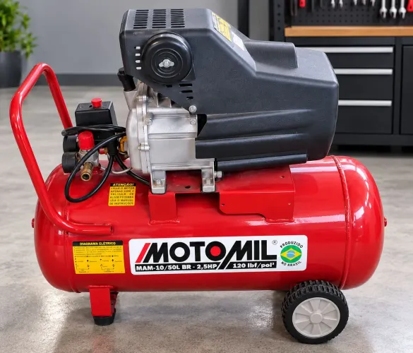 Compressor De Ar Motomil 50L 2HP 220V + pistola proficinal + mangueira de 10m