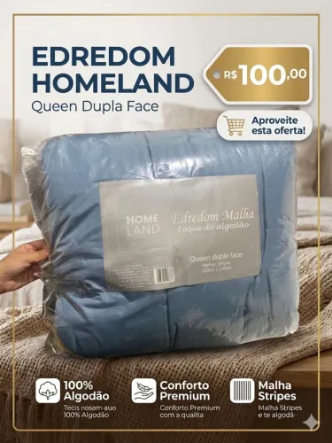 Edredom Queen Dupla Face Homeland 100% Algodão Malha Stripes