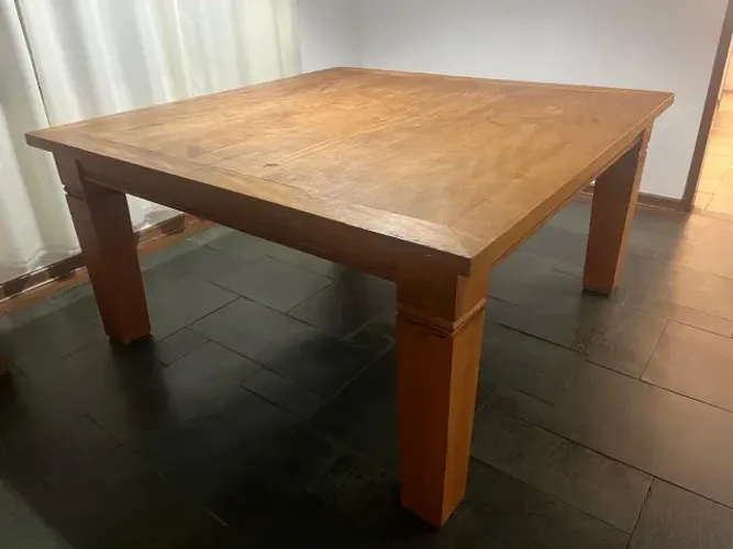 Mesa De Jantar Rústica 1,60x1,60m Peroba Rosa Tok Imperial