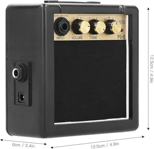 Mini Amplificador Guitarra Portátil PG-3 Recarregável P10 Fone de Ouvido Som Limpo e Over