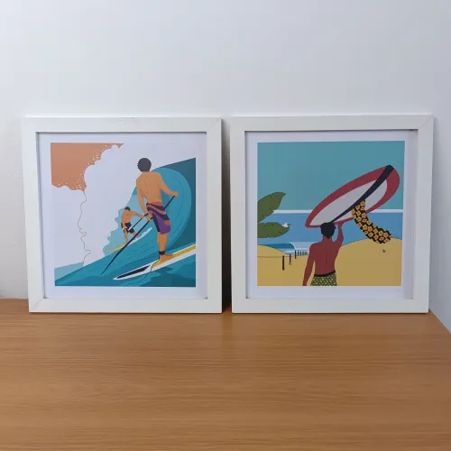 Par de quadros decorativos de surf
