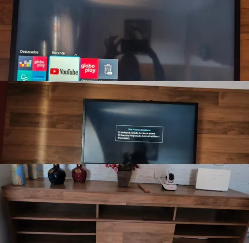 Lote com 15 itens em ótimo estado com tv smart,painel e rack, máquina de lavar no plastico