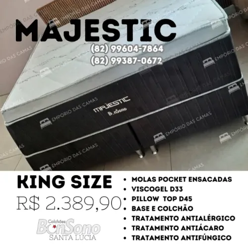 Cama king size bonsono base e colchao molas pocket viscogel d33 Pillowtop Base bipartida