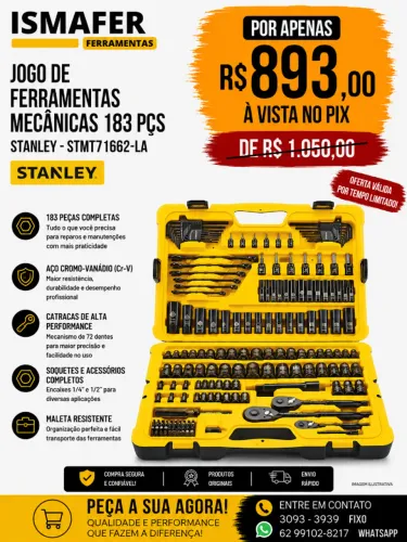 JOGO DE FERRAMENTAS MECANICAS 183 PÇS STANLEY - STMT71662-LA