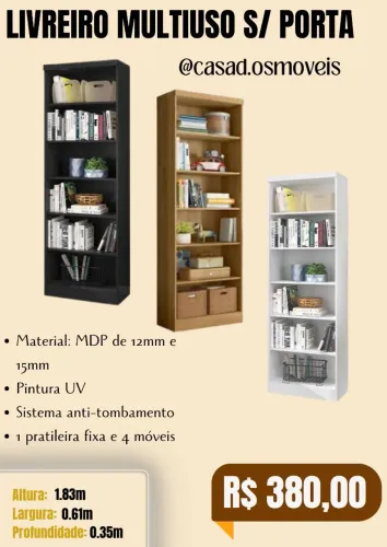 Livreiro Multiuso sem porta