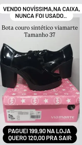 Bota couro sintético, Novo nunca foi usado,Tam:37 ,Marca Viamarte 