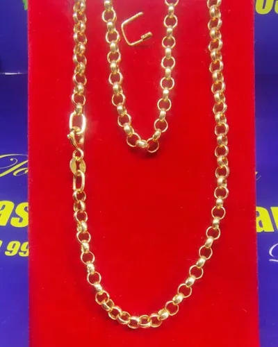 Colar Elos Português Ouro 18 Kilates Peso 4.38 Gramas 40 Cm 3 mm                          