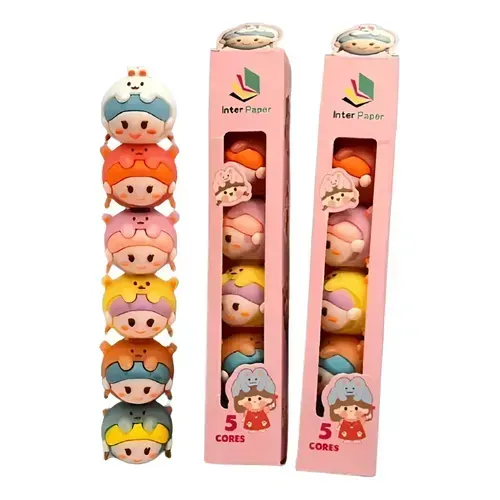 Marca Texto Empilhavel Menina Multi Cor Com 05 Cores Kawai
