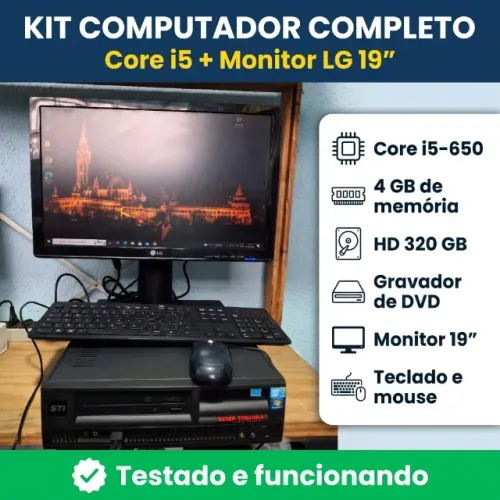 Kit PC Core i5 + Monitor LG 19" + Teclado e Mouse
