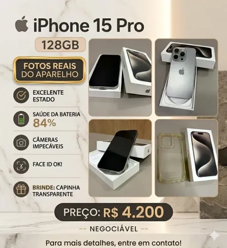 iPhone 15 Pro IMPECÁVEL 128GB - Fotos Reais + Capa de Brinde