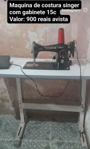 Maquina de costura singer com gabinete 15c