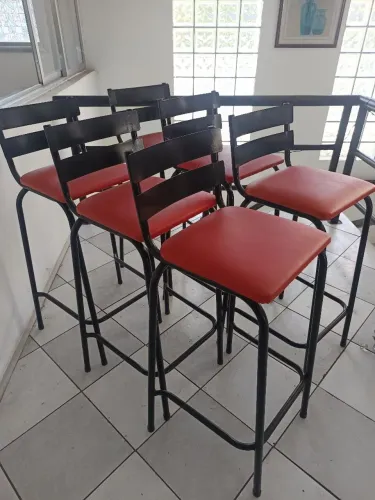 6 banquetas de ferro com encosto