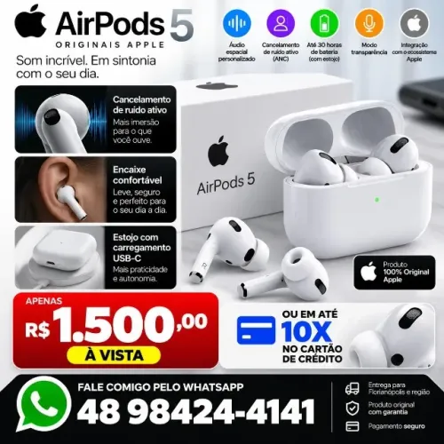 Apple airpods 5 novo original lacrado na caixinha