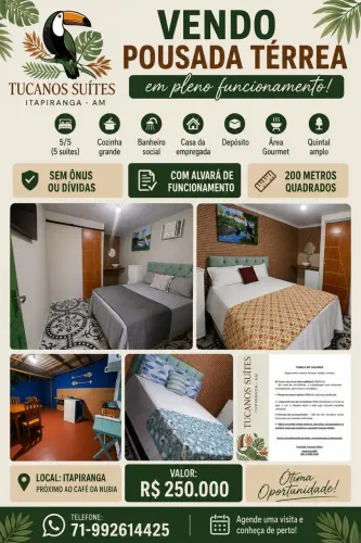 Vendo Pousada Térrea com 5 suítes