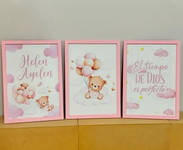 Kit com 3 Quadros personalizado com tema ou nome