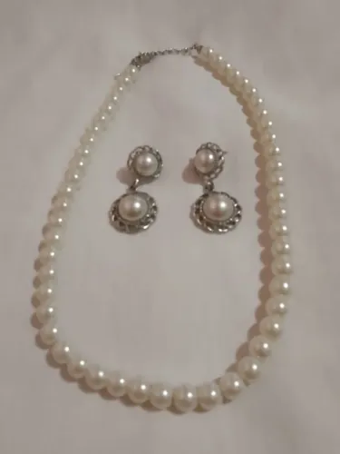conjunto pérola brinco+colar