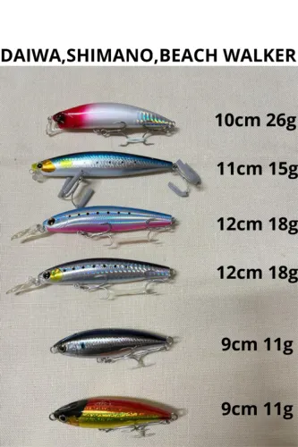 ISCA ARTIFICIAL (DAIWA, SHIMANO,BEACH WALKER)KIT COM 6 UNIDADES