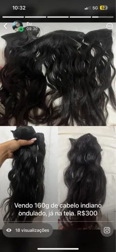 Cabelo indiano na tela, 55cm