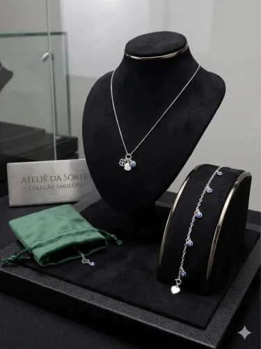 Proteção Completa: Kit Corrente, Pingentes e Pulseira Amuleto