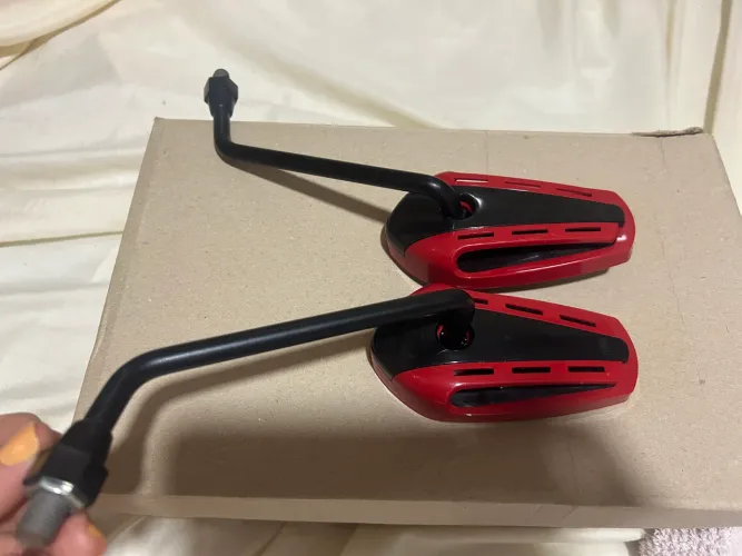 Retrovisores Esportivos para Moto Vermelho e Preto - Par