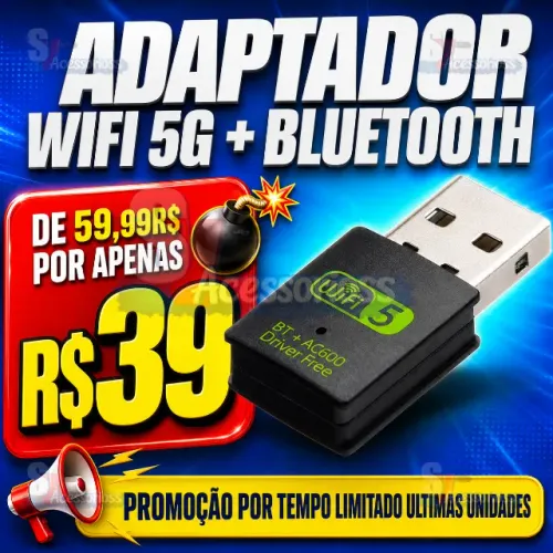 Adaptador USB Wi-Fi 5G + Bluetooth AC600