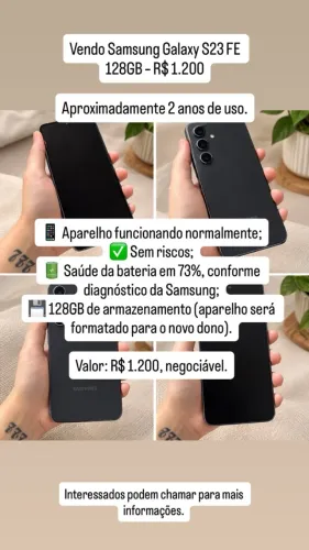 VENDO: Celular Samsung S23 FE 128gb