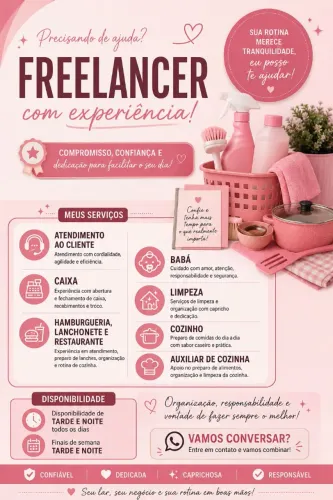 ESTOU DISPONÍVEL PARA FREELANCER