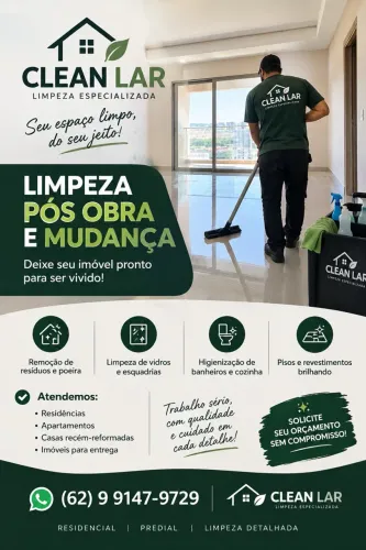 Limpeza Pós-Obra, Mudança, Residencial e Comercial | Anápolis