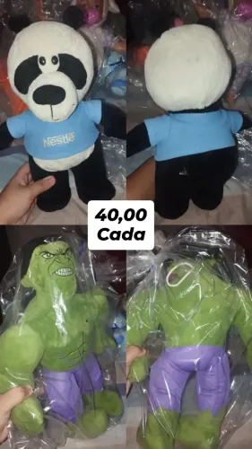 Pelúcias Panda Nestlé e Hulk