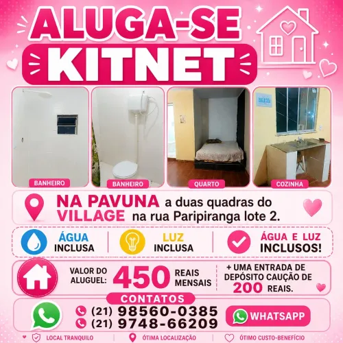 Alugo kitnet 450 reais Pavuna