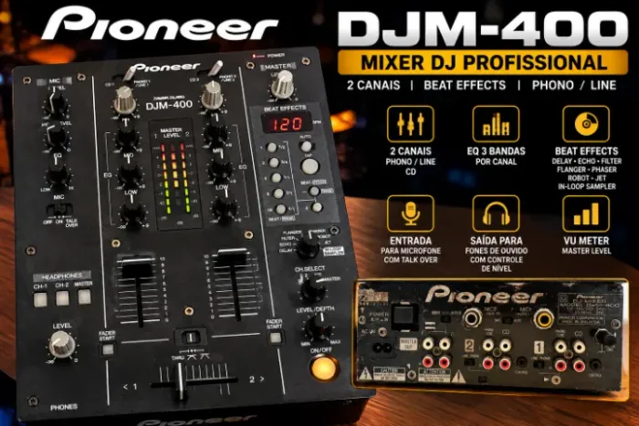 Pioneer DJM-400 2 Canais + Beat Effects | Mixer DJ Profissional