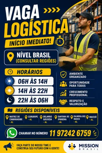 OPERADOR DE LOGISTICA | FREELANCE | DIARISTA | SEM EXPERIENCIA