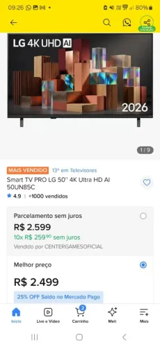 Tv LG 50 polegadas (com problema na Tela"painel")