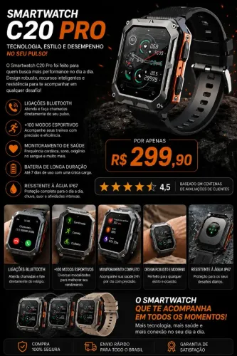 Smartwatch C20pro link da loja: https://pay.kaiross.com.br/M24O8k2Zo47C