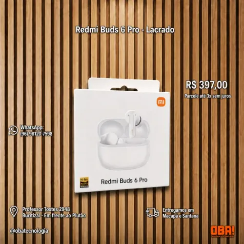 Redmi Buds 6 Pro - Branco - Com cancelamento de ruído