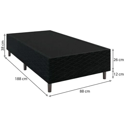 Base Box para Colchão de Solteiro Umaflex New Itália Black 38x88x188cm - Preto