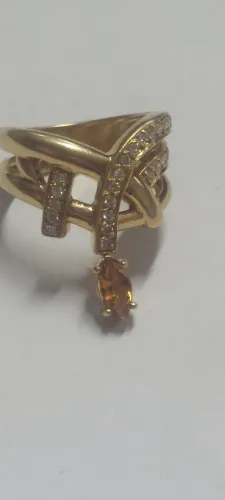 Anel ouro brilhantes torpazio