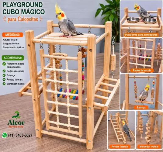 Playground cubo mágico para aves