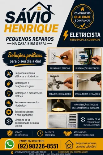 Eletricista, reparos residencial e comercial, limpeza de ar condicionado de caixa