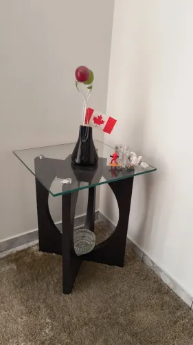 Mesa de Madeira, Metal e Vidro