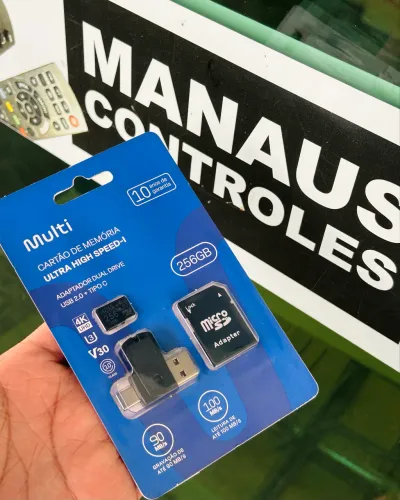 Cartão de Memória 256GB Micro SD + Adaptador Tipo C
