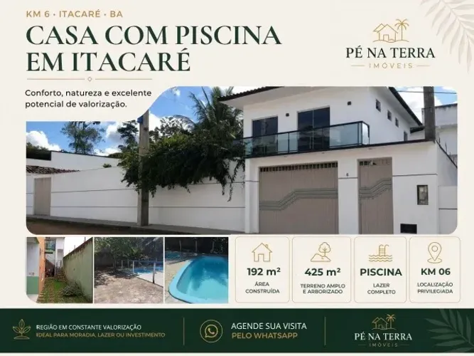 Casa Alto Padrão em Itacaré | 4 Quartos | 2 Piscinas | 425m² | KM 6