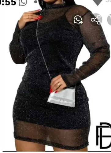 Vestido duplo de tule com brilho 